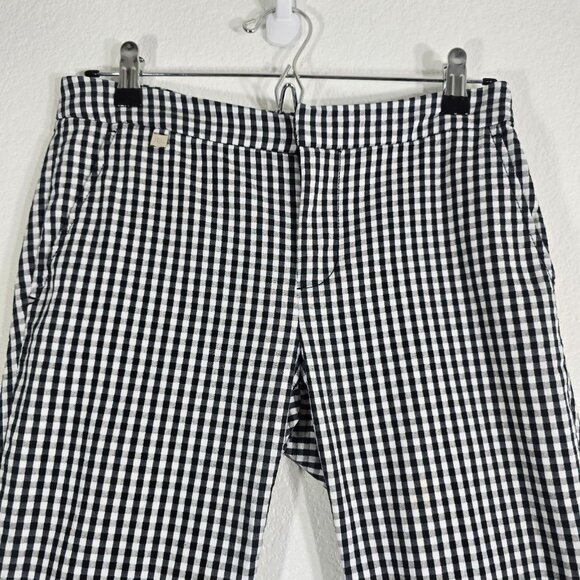 Lauren Ralph Lauren Checkered Pants Women Size 2 Petite Black Cropped Preppy - Picture 2 of 9